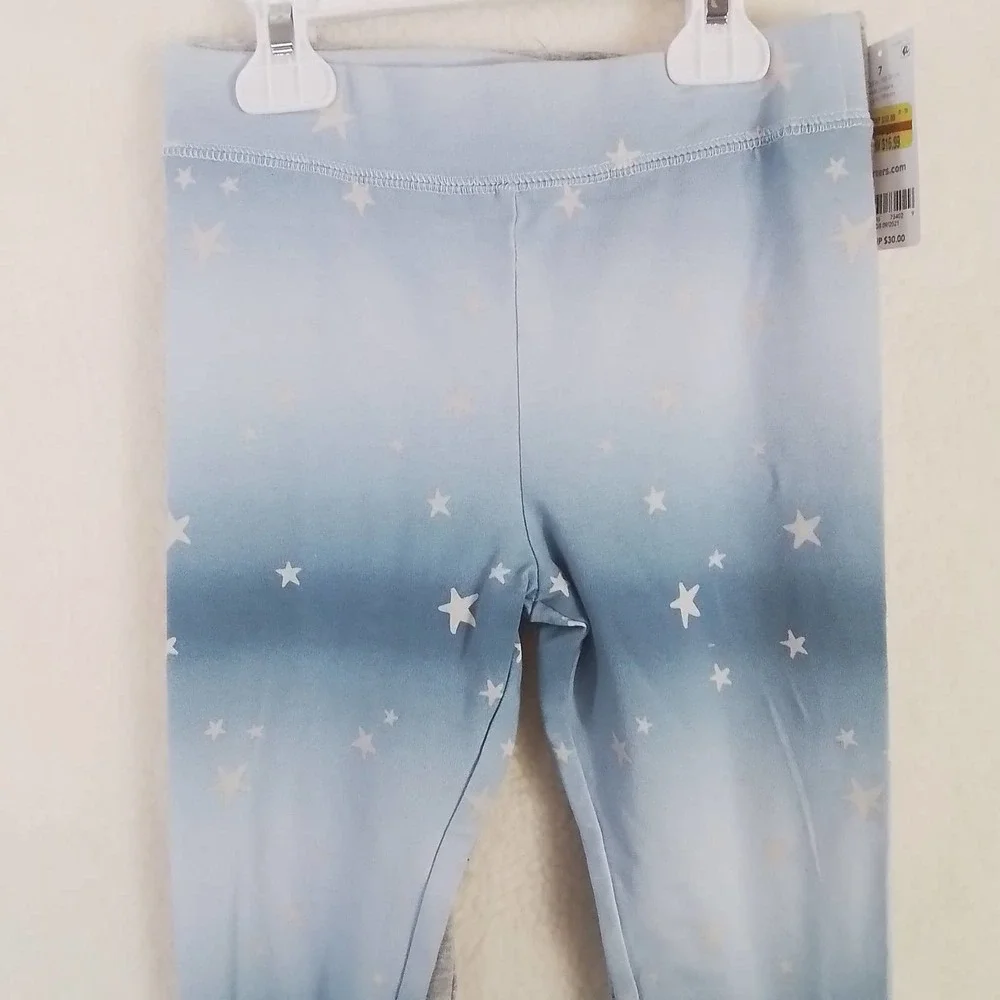 Carter's Kid Set of 2 Leggings Girl's Size 10, Blue w Stars, Grey w Racer Stripe